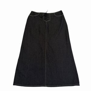 NWOT CLIO Vintage Dark Denim‎ Maxi Skirt Wide Culotte Contrast Stitch Women's 8